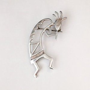 Vintage Sterling Silver Kokopelli Signed BW Belinda Woody Brooch Pin